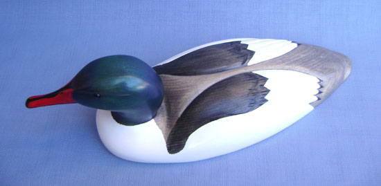 Wood Carving - Classic Handcarved Common Merganser Drake Decoy