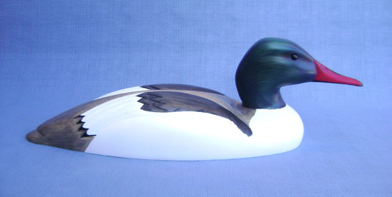 Wood Carving - Classic Handcarved Common Merganser Drake Decoy