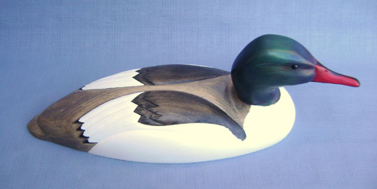 Wood Carving - Classic Handcarved Common Merganser Drake Decoy