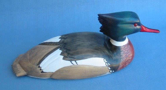 Wood Carving - Handcarved Red Breasted Merganser Drake Decoy