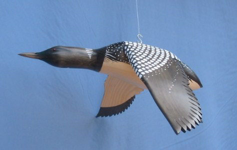 ood Carving - Bird In Flight Common Loon Wings Down 24