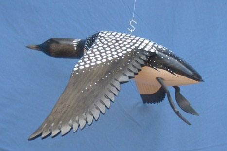 ood Carving - Bird In Flight Common Loon Wings Down 24