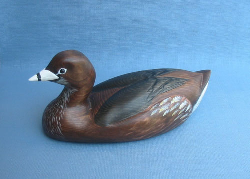 Hand Carved Wood Carving - Classic Pied Billed Grebe Decoy