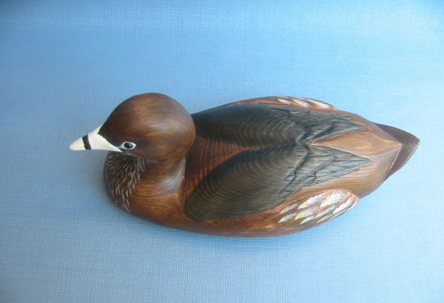 Hand Carved Wood Carving - Classic Pied Billed Grebe Decoy