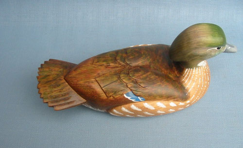 Wood Carving - Handcarved Wood Duck Hen Fan Tailed Decoy