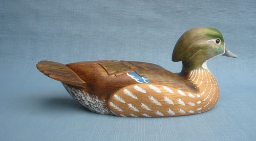 Wood Carving - Handcarved Wood Duck Hen Fan Tailed Decoy