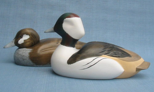 Robert Kelly Wood Handcarved Classic Bufflehead Drake & Hen Pair Decoys