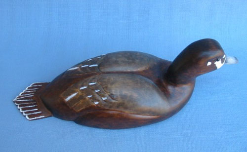 Robert Kelly Wood Carving - Classic Handcarved Harlequin Hen Decoy