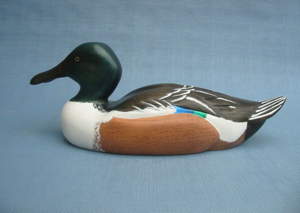 Robert Kelly Wood Carving - Handcarved Northern Shoveler Drake Decoy