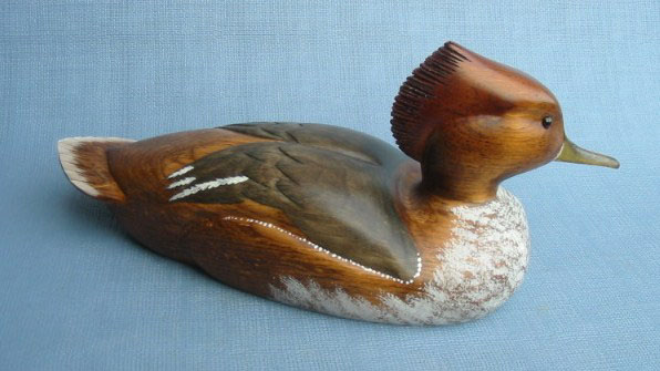 Wood Carving - Handcarved Hooded Merganser Hen Decoy