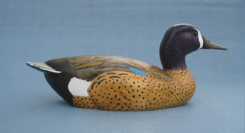 Wood Carving - Handcarved Blue Winged Teal Drake Decoy