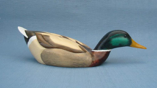 Wood Carving - Handcarved Mallard Drake Stretched Head Decoy