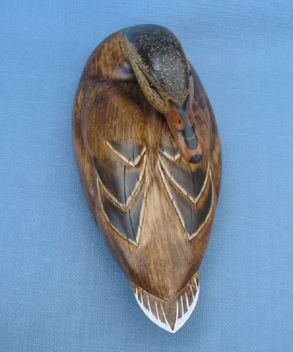 Wood Carving - Handcarved Classis Mallard Hen Preening Decoy