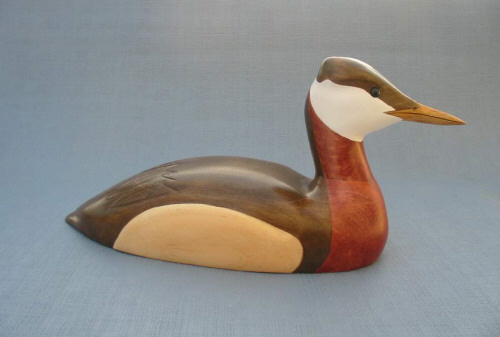 Wood Carving - Classic Handcarved Red Necked Grebe Decoy