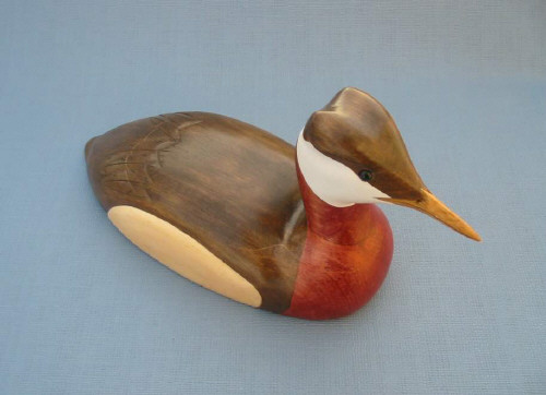 Wood Carving - Classic Handcarved Red Necked Grebe Decoy