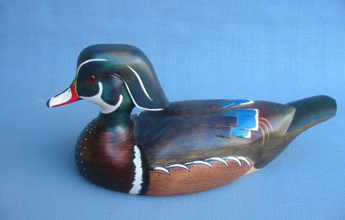 Robert Kelly Wood Carving - Handcarved Wood Duck Drake Decoy